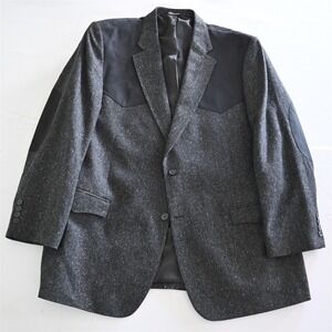 NEW Red Sky‎ 48L Black Tweed Western Yoke Mens Blazer Sport Coat Suit Jacket